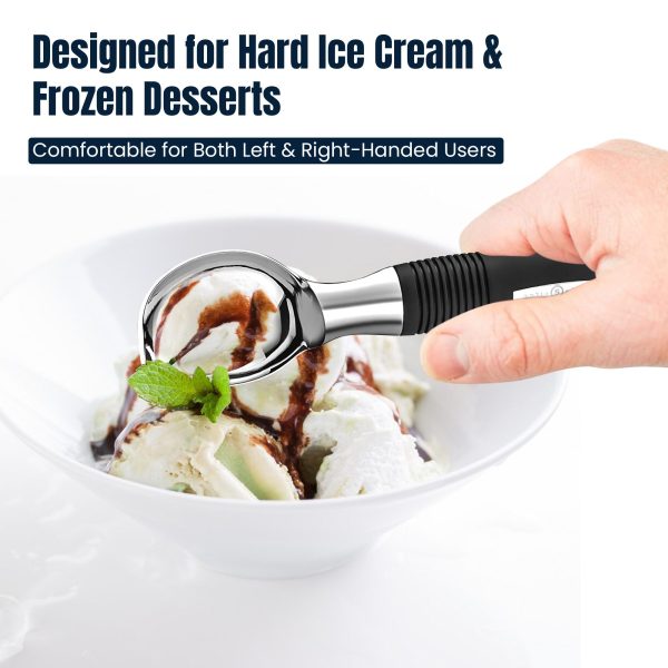 Soltam - Stainless Steel Ice Cream Scoop / Black Silicone Handle