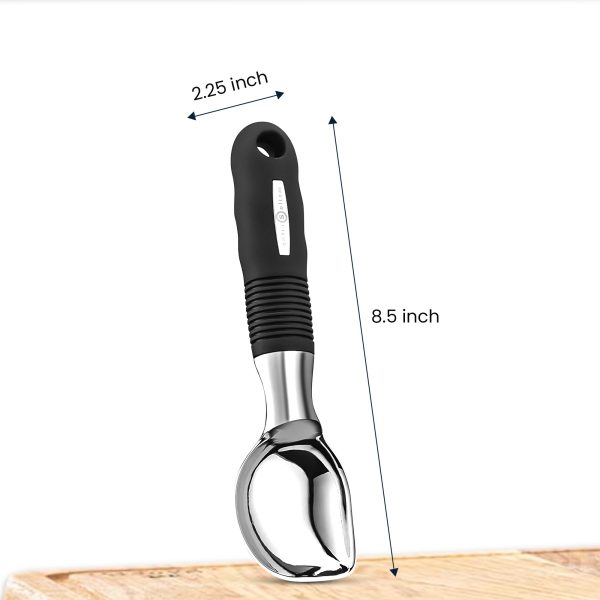 Soltam - Stainless Steel Ice Cream Scoop / Black Silicone Handle