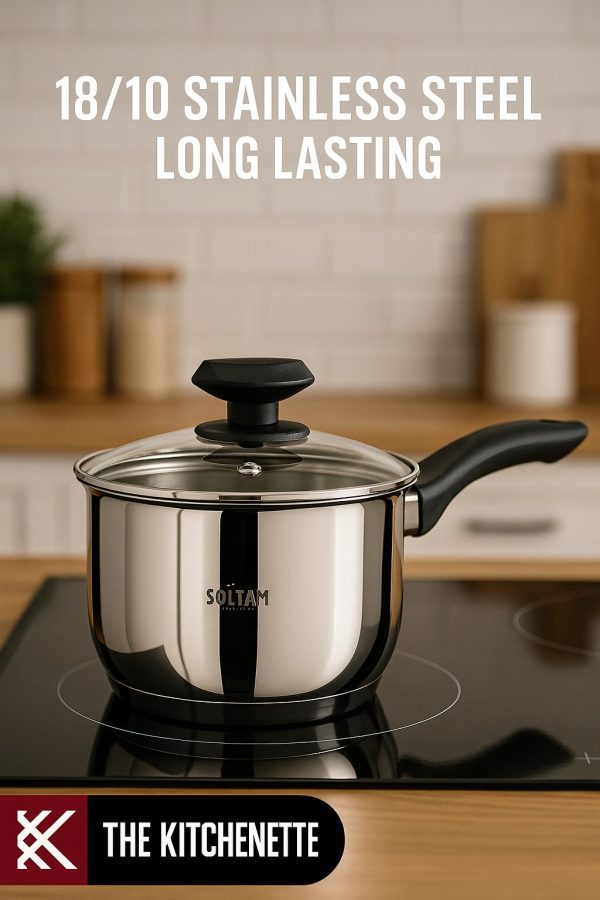 Soltam Alon - 1.8L Stainless Steel Saucepan / Black Silicone handle