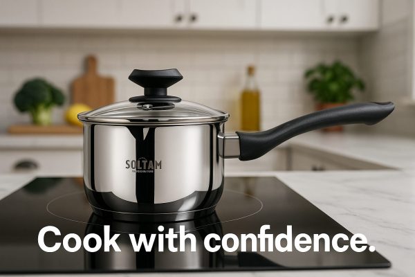 Soltam Alon - 1.8L Stainless Steel Saucepan / Black Silicone handle