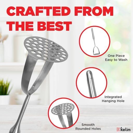 Kelim Potato Masher 4 The Ultimate Potato Masher - Stainless Steel - Sturdy - Long Lasting